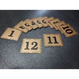 Kapı Numarası 5.5x6.5 cm Metalik Altın Sarı Üzeri Siyah Baskı Kendinden Yapışkanlı No:1 Den 12’e