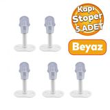 Kapi Stoperi Beyaz 8 Cm Metal Kapi Tamponu Durdurucu Tutucu Kapi Stopu Silikonlu 5 Adet