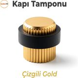 Kapı Stoperi Tamponu Çizgili Gold Altın Vidalı Tutacağı Tutucu Altı Kolu Pencere Stopu Takozu Sürgü - 1