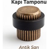 Kapı Stoperi Tamponu Eskitme Antik Vidalı Metal Tutacağı Tutucu Altı Kolu Stopu Takozu Sürgülü Kapı - Antik Sarı - 1