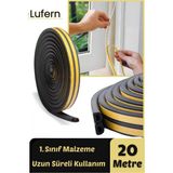 Kapı ve Pencere Soğuk Izolasyon Bandı Fitili Kendinden Yapışkanlı Kauçuk Yalıtım Bant 2X10 = 20 mt - Siyah