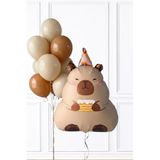 Kapibara Folyo Balon Seti Pastalı Kapibara ve Lateks Balon Zinciri