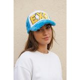 Kapin Exo Nakışlı Peluş Mavi Şapka