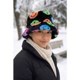 Kapin Renkli Peluş Kumaş Bucket Şapka - Siyah