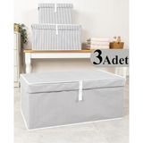 Kapısı Çok Amaçlı Düzenleyici Kapaklı Sandık Tipi Kutu Hurç Organizer 3 Lü Set (Gri, Mega Plus 70 x 40 x 30)