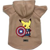Kapişonlu Polar Sweatshirt Köpek ve Kedi Kıyafeti & Elbisesi - Bej Yeni Pikachu 2 - XL