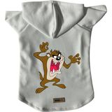 Kapişonlu Polar Sweatshirt Köpek ve Kedi Kıyafeti & Elbisesi - Beyaz Tazmanya Canavarı