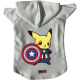 Kapişonlu Polar Sweatshirt Köpek ve Kedi Kıyafeti & Elbisesi - Beyaz Yeni Pikachu 2 - XS