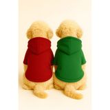 Kapişonlu Polar Sweatshirt Köpek ve Kedi Kıyafeti & Elbisesi - Kırmızı & Yeşil 2'li Fırsat Paketi - Kırmızı - Yeşil