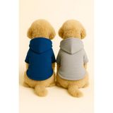 Kapişonlu Polar Sweatshirt Köpek ve Kedi Kıyafeti & Elbisesi - Mavi & Gri 2'li Fırsat Paketi - Mavi - Gri