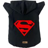 Kapişonlu Sweatshirt Köpek ve Kedi Kıyafeti & Elbisesi - Siyah Superman - XL
