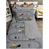 Kapitone Gri Kepçe 4PARÇA(%100PAMUK 100X200 Lastikli Çarşaflı)Tek Kişilik Yatak Örtüsü Takımı - 160 x 220 cm