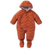 Kapitone İçi Kürklü Peluş Çıtçıtlı Kışlık Kapüşonlu Çocuk Erkek Bebek Astronot Tulum Kozmonot Mont Kiremit