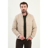Kapitone Slim Fit Hakim Yaka Şişme Erkek Mont - Bej - 56