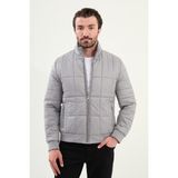 Kapitone Slim Fit Hakim Yaka Şişme Erkek Mont - Gri - 50