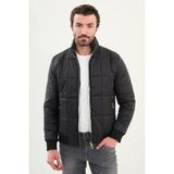 Kapitone Slim Fit Hakim Yaka Şişme Erkek Mont - Siyah - 52