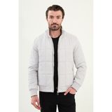 Kapitone Slim Fit Hakim Yaka Şişme Erkek Mont - Taş - 52