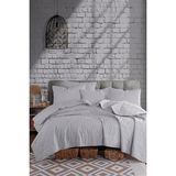 Kapitone Yatak Örtüsü Seti Tek Kişilik Solid Gri - 160 x 220 cm