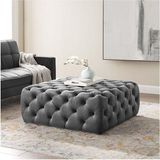 Kapitoneli Kare Puf/bench/orta Sehpa 90*90CM Yükseklik 40 cm - Gri