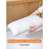 Kapitoneli Klimalı Yıkanabilir Rahat Uyku Dinlendirici Yastık Boncuk Silikon - 50 x 70 cm - Beyaz