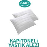 Kapitoneli Yastık Alezi 2'li Pamuklu, Fermuarlı, Yastık Koruyucu Yastık Kılıfı