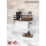 Kapkacakal Güçlü Yapışkanlı Banyo Rafı Kağıt Havlu Tutacağı Ve Metal Sabunluk Set Düzenleyici