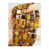 Kaplan Gözü Taşı Yandan Oyuklu Kare Kesim 10x10mm YARIM Dizi (49564) (18cm uzunluğundadır)