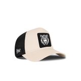 Kaplan Logolu Bej-Siyah Trucker Şapka