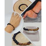 Kaplangözü Mat & Oniks Taşı 8mm Unisex Tasarım Bileklik Hawaii Model (17066)