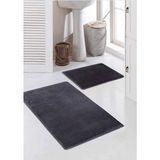 Kaplansoy Carpet 2 Li Banyo Paspası Banyo Halısı Banyo Post Peluş Antrasit - 60x90