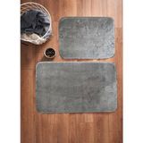 Kaplansoy Carpet 2 Li Banyo Paspası Banyo Halısı Post Peluş 50X80 cm - 50X40 cm - Gri - 50x80 cm / 50x40 cm