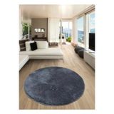 KAPLANSOY CARPET Banyo Paspası Post Peluş Banyo Halısı Yuvarlak Daire Antrasit