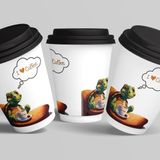KAPLUMBAĞA 'I LOVE COFFEE' 14 Oz Sıcak Grubu Kapaklı Karton Kahve Bardağı 12'Li 400 ML