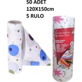 Kapris 120X150cm Kullan At Masa Örtüsü 15 Metre 50 Adet(5 Rulo) Ekonomik Set
