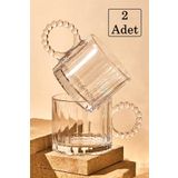 Kapris 2 Adet Cam Boncuk Kulplu Bardak Kupa Çay Kahve Meşrubat Bardağı 250ml
