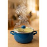 Kapris Emaye Derin Bombeli Yoğurt Tenceresi 24 Cm 5 Litre Mavi 6114-C