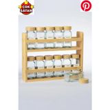 Kapris Pinterest Bambu Standlı Bambu Kapaklı 25 Parça Tezgah Üstü Baharatlık Etiketli