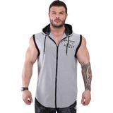 Kapşonlu Fitness Antrenman Yeleği Kolsuz T-Shirt Big Sam 3622 - XL - Gri