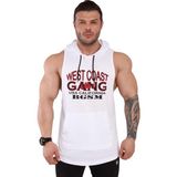Kapşonlu Fitness Kolsuz Tişört Antrenman Atleti Beyaz Big Sam 2308 - 3XL
