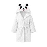 Kapşonlu Pamuklu Çocuk Bornozu Joyful Zoo (Beyaz, 7-8 Yaş)