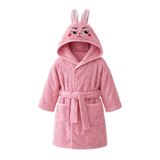 Kapşonlu Pamuklu Çocuk Bornozu Joyful Zoo (Pembe, 5-6 Yaş)