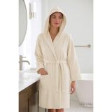 Kapşonlu Pamuklu Erkek/Kadın Bornoz | Büyük Beden Seçenekli Silvia (Krem, 3XL)