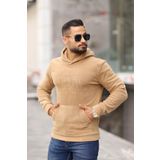 KAPŞONLU SLİMFİT POLAR ERKEK SWEATSHİRT KAHVE XL