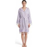 Kapşonlu Unisex Peştemal Plaj Bornozu%100 Pamuklu Seaside Stripe XL Lila