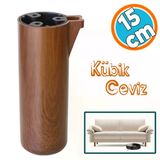 Kapsul Ayak Mobilya Yukseltici Kanepe Tv Unitesi Koltuk Ayagi Baza Ayaklari Kubik Ceviz 15 Cm