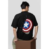 Kaptan Amerika Kalkan Baskılı Unisex Oversize Avengers Marvel Tişört - Beyaz - 3XL