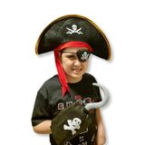 Kaptan Jack Sparrow Şapka - Kanca - Göz Maskesi 3 lü Çocuk Korsan Kostüm Seti