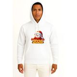 Kapüşonlu 2026 Yeni Yıl Yılbaşı Göğüs Baskılı Unisex Sweatshirt