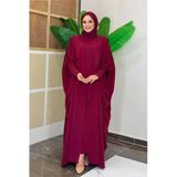 Kapüşonlu Abaya Ve Elbise İkili Takım 70013 Bordo
