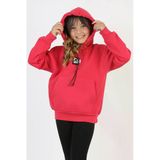 Kapüşonlu Art Baskılı Kanguru Cepli Kız Çocuk Sweatshirt